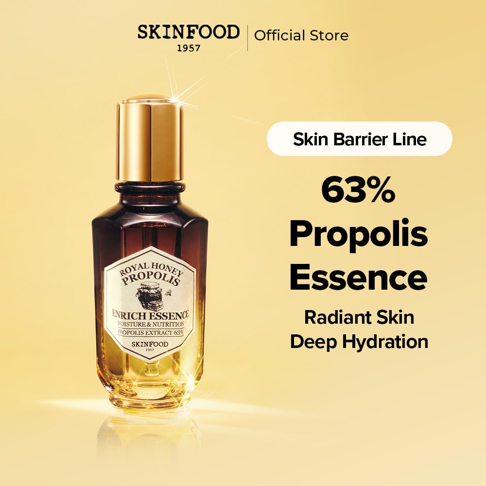 SKINFOOD 1957 Royal Honey Propolis Enrich Essence texture drop showing hydration