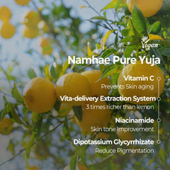 Close-up of SKINFOOD Yuja C Vita mask being applied for hydration.