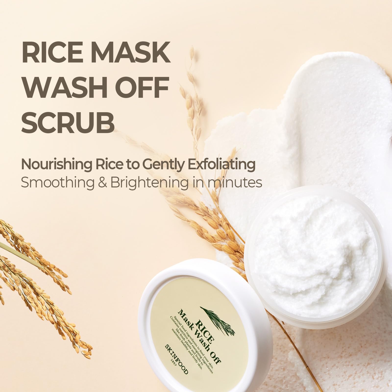 SKINFOOD Rice Mask Wash Off jar design highlights clean vegan K-beauty heritage