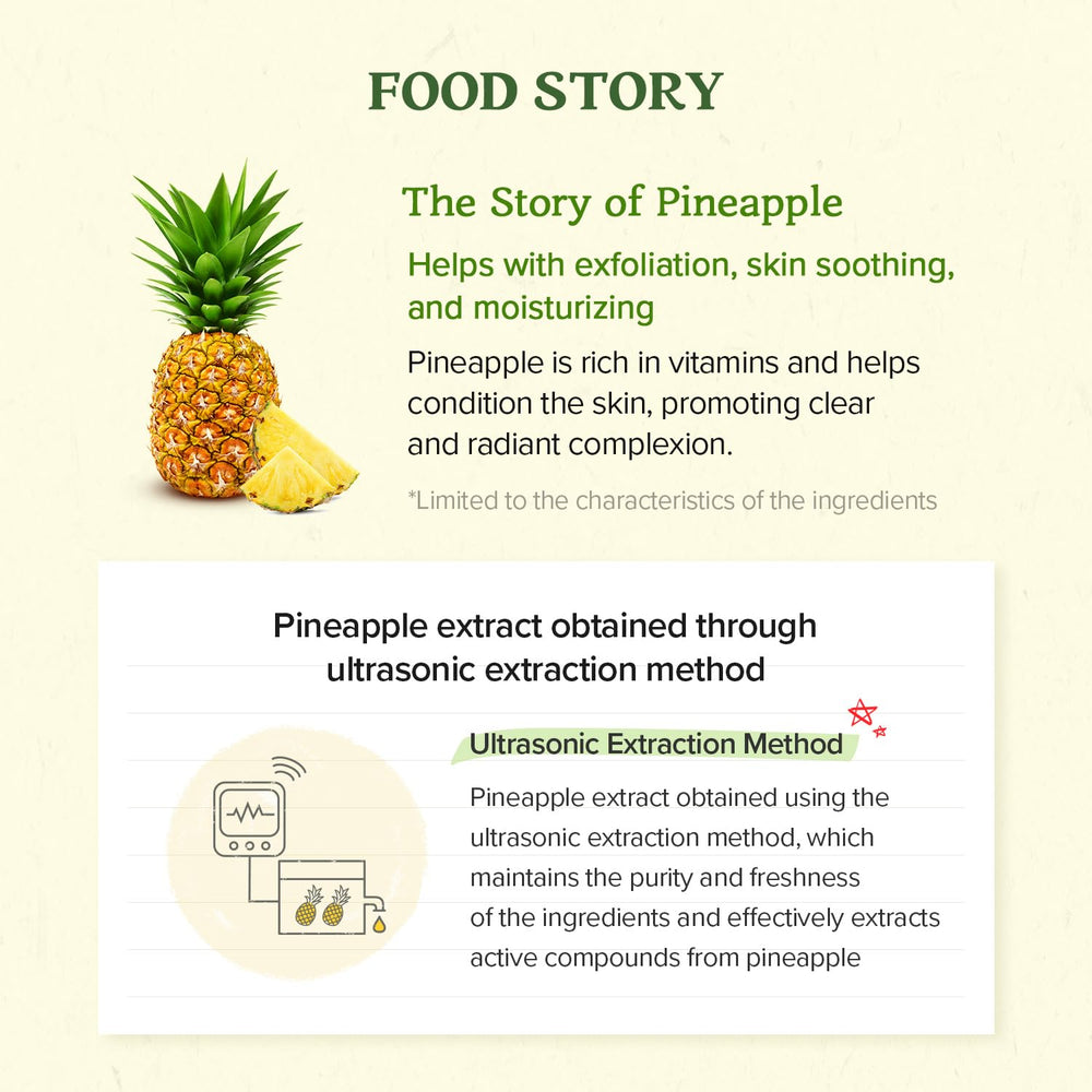 SKINFOOD 1957 Pineapple Peeling Gel hand application demonstrates quick facial exfoliation.