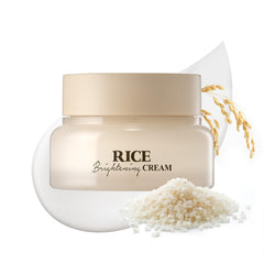 SKINFOOD 1957 Rice Brightening Cream bottle delivers lightweight hydration for a dewy glow.
