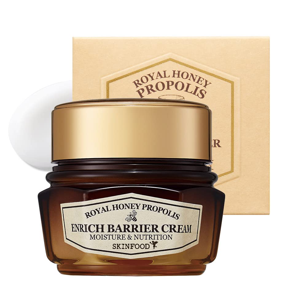 SKINFOOD 1957 Royal Honey Propolis Enrich Barrier Cream bottle showing nourishing protection for daily skin