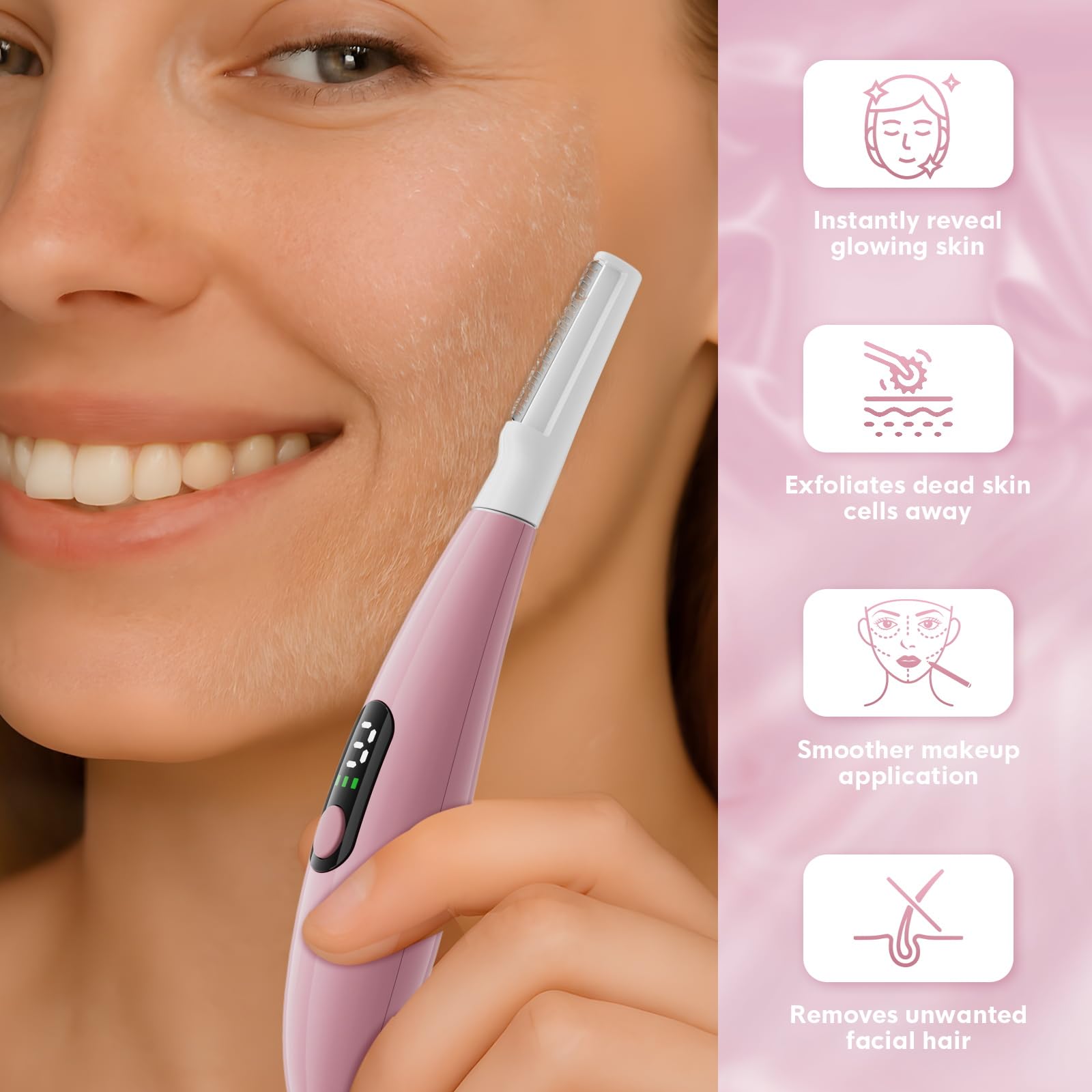 Skinharbor Sonic Dermaplane Razor device with charging cable for easy setup.