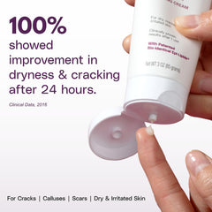 SkinIntegra Rapid Crack Repair cream texture shows non-greasy hydration for dry skin.