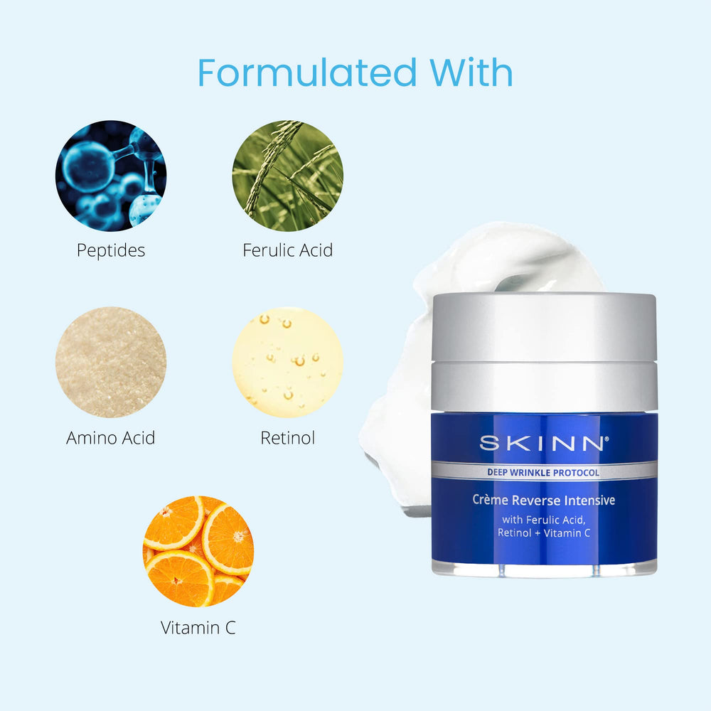 SKINN Crème Reverse pump being pressed for AM/PM application