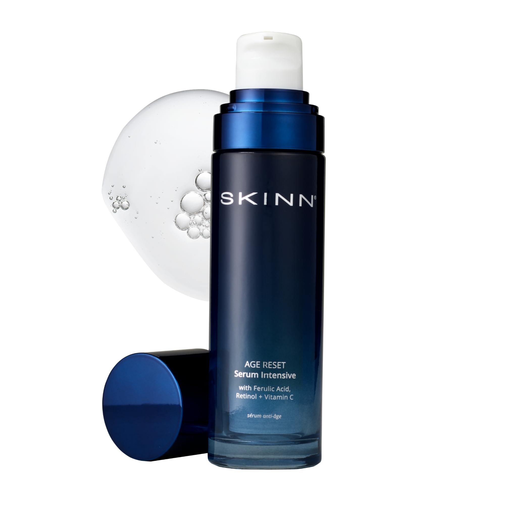 SKINN Deep Wrinkle Serum bottle shows anti aging focus for deep wrinkles