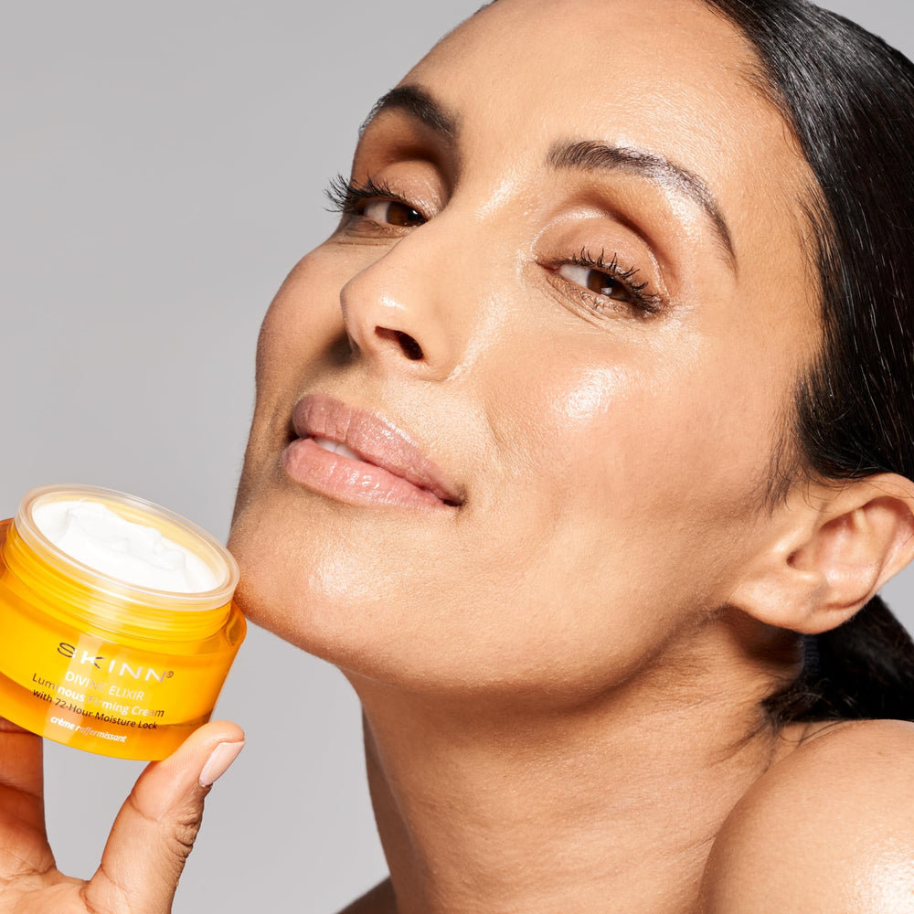SKINN Luminous Firming Cream glow finish on skin for radiant look.