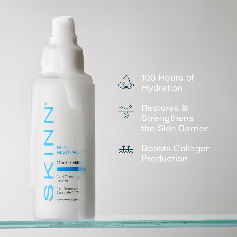 SKINN Mantle Milk Serum packaging with barrier-support ingredients highlighted