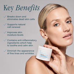 SKINN pad close-up shows a light-soaked texture for gentle exfoliation and smoother skin.