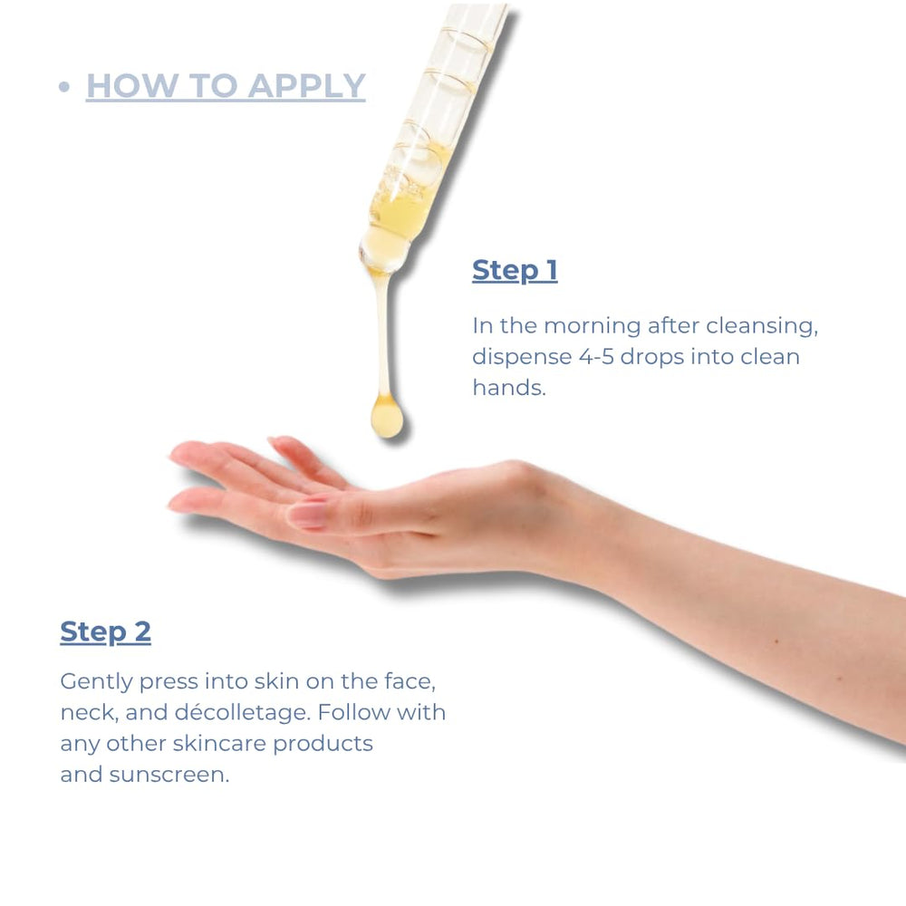 SkinovaCeuticals glass dropper releasing a precise application ritual for the serum.