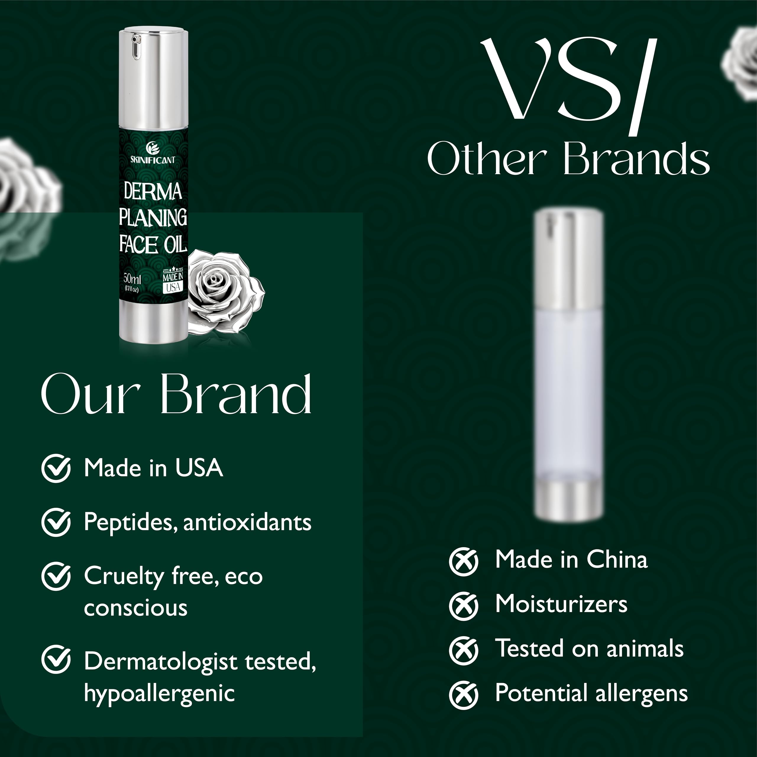 Skinificant airless-pump packaging ensures hygienic, mess-free dosing and freshness.