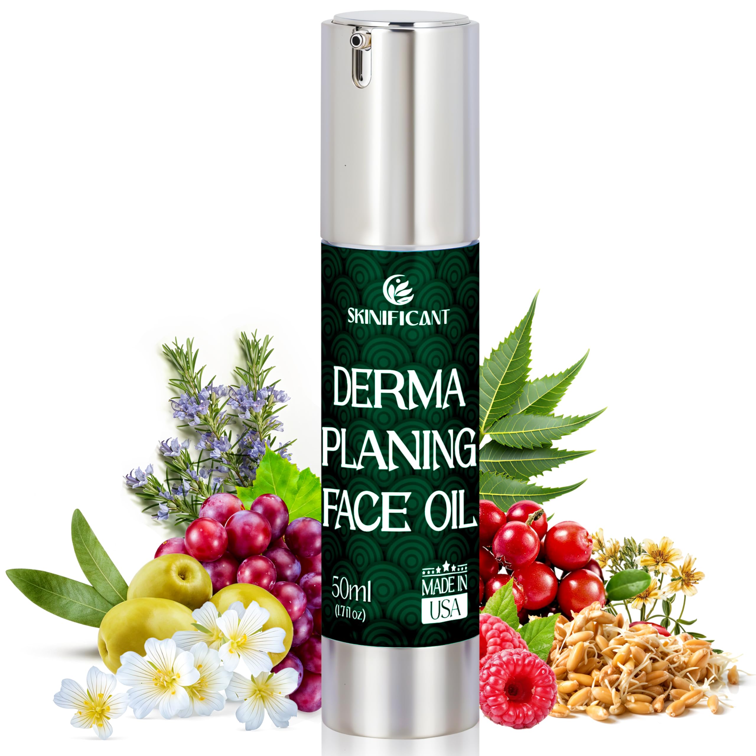 Skinificant face oil dermaplaning bottle-pump demonstrates a silky glide for smooth skin.