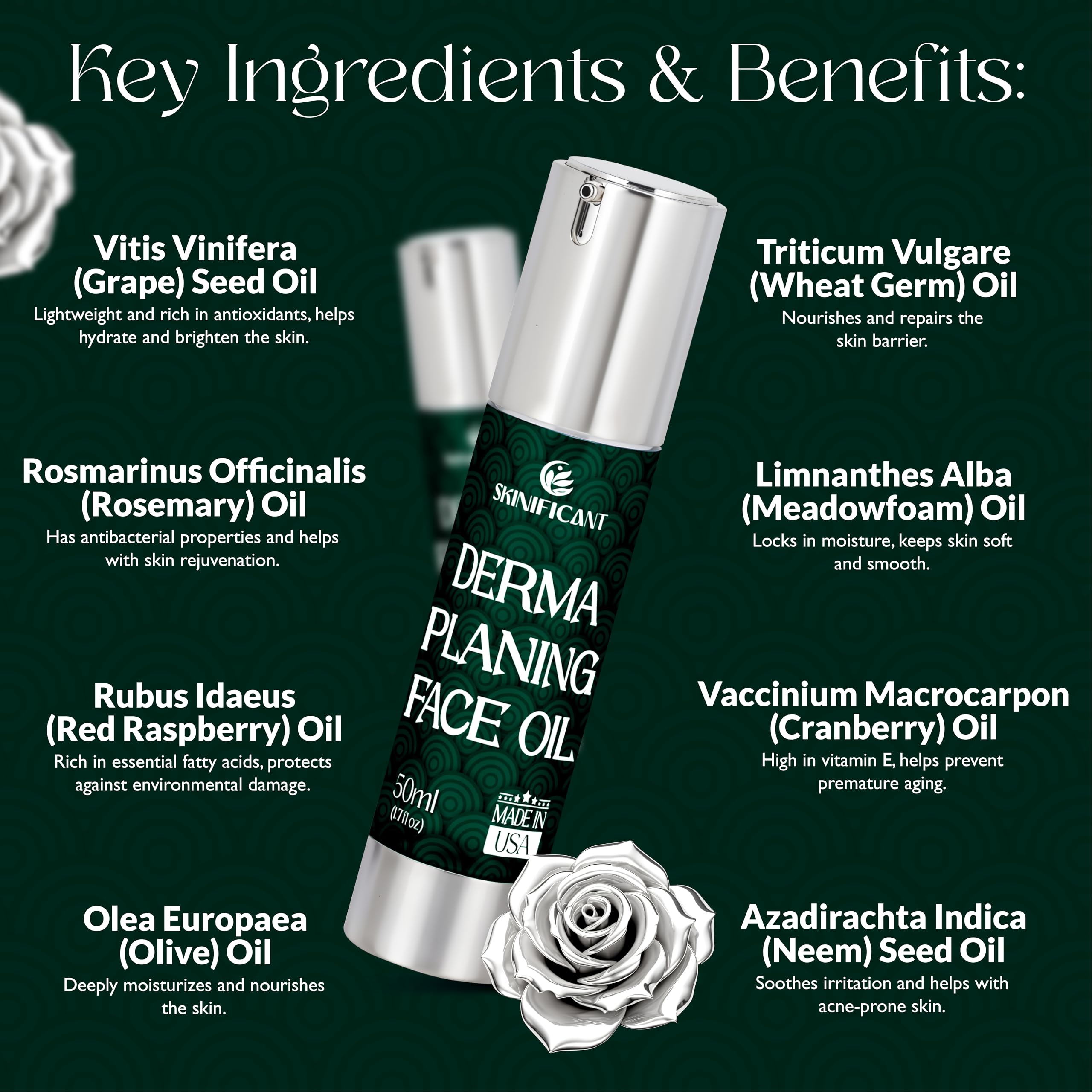Skinificant face oil dermaplaning closeup-texture highlights lightweight hydration post-exfoliation.