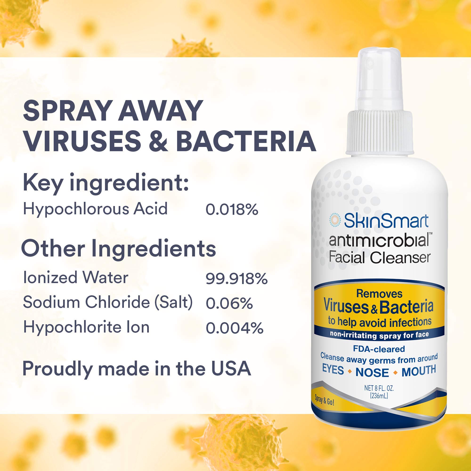 SkinSmart Antimicrobial easy-dry-quick-air-dry shows user-friendly spray with fast evaporation.