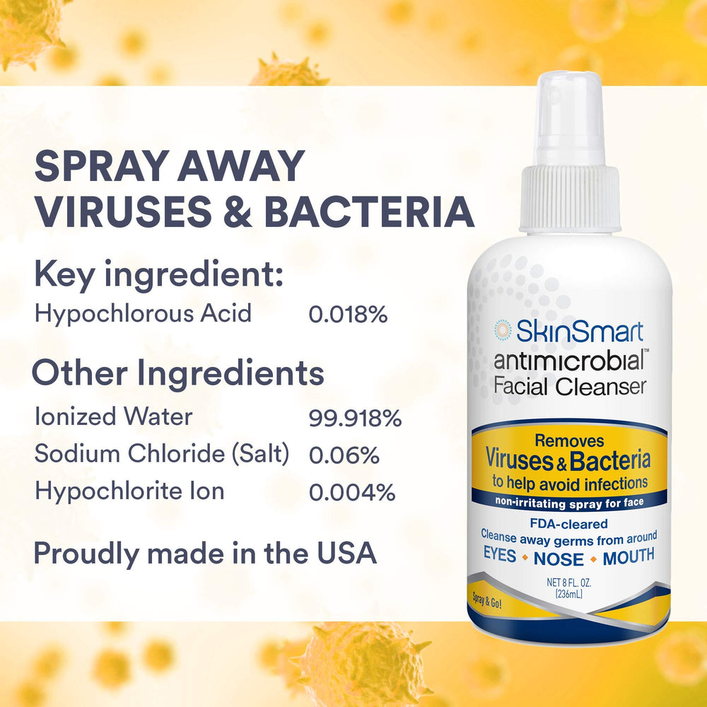 SkinSmart Antimicrobial easy-dry-quick-air-dry shows user-friendly spray with fast evaporation.