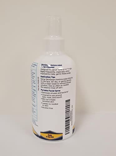 SkinSmart Antimicrobial-face-spray-application depicts convenient face-area use after commuting.