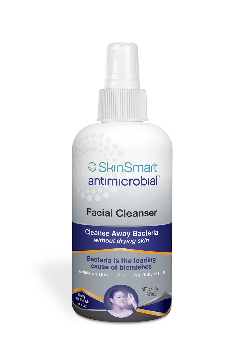 SkinSmart Antimicrobial facial cleanser bottle for daily breakout control and gentle cleansing.