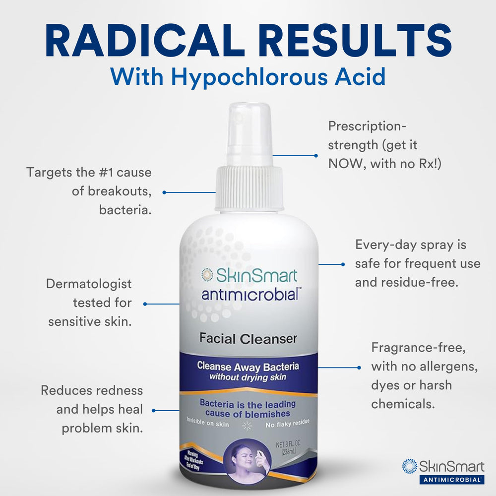 SkinSmart facial cleanser demonstrated on skin for gentle cleansing with a light finish.