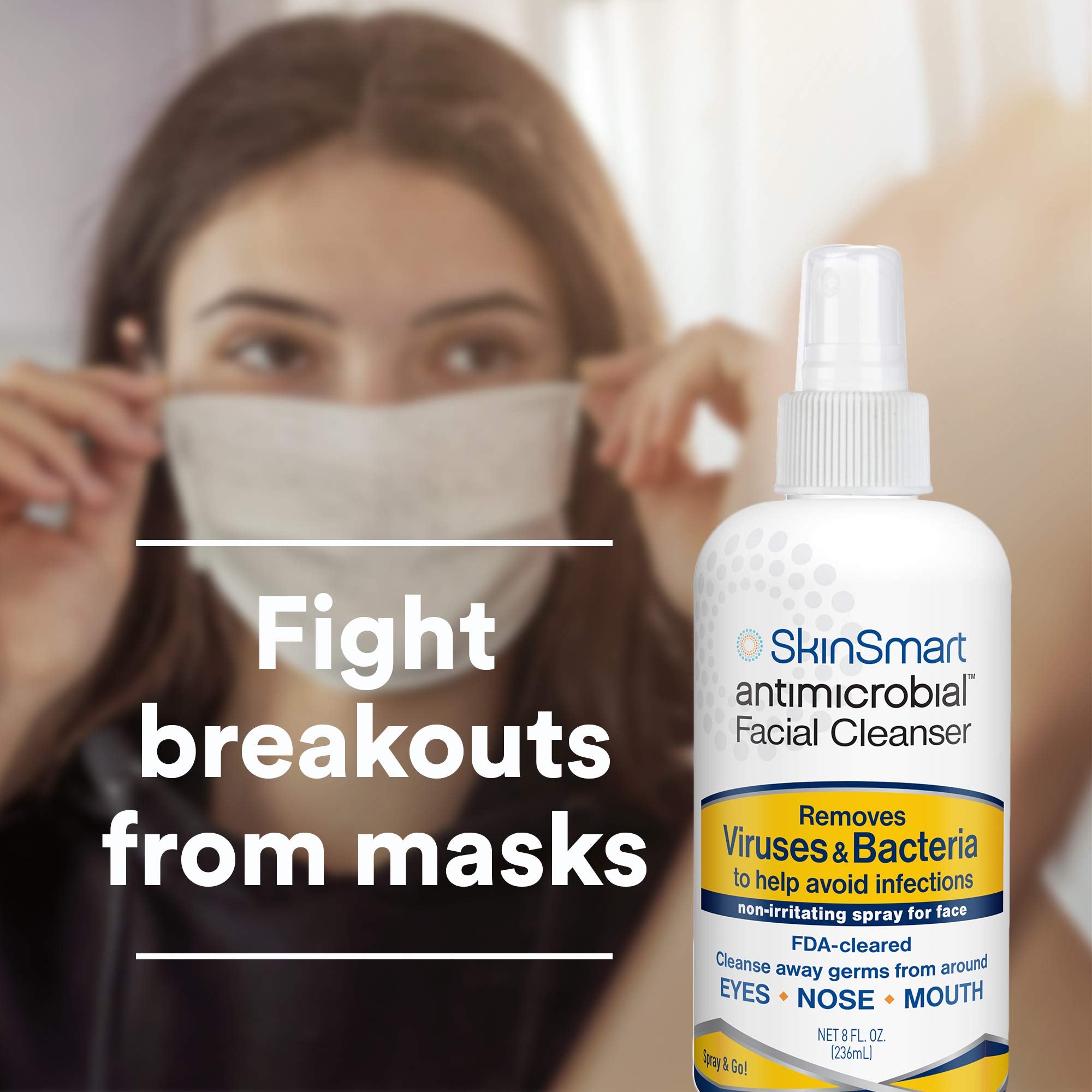 SkinSmart Antimicrobial on-the-go protection in public spaces around eyes, nose and mouth.