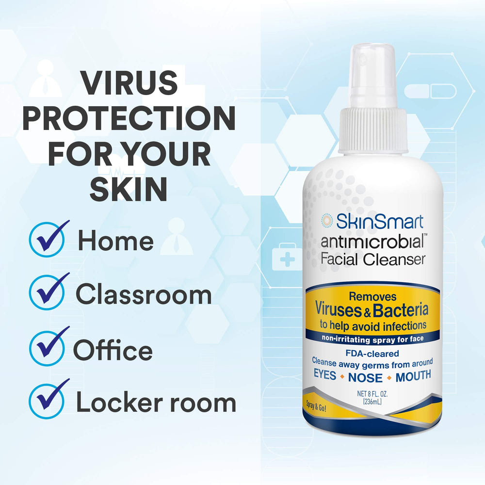 SkinSmart Antimicrobial public-space-protection demonstrates practical use in offices, stores, and schools.