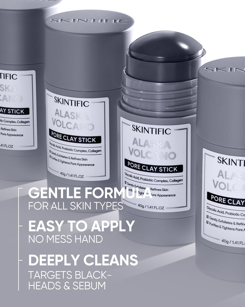 SKINTIFIC Glycolic acid exfoliation detail emphasizing gentle renewal benefits.