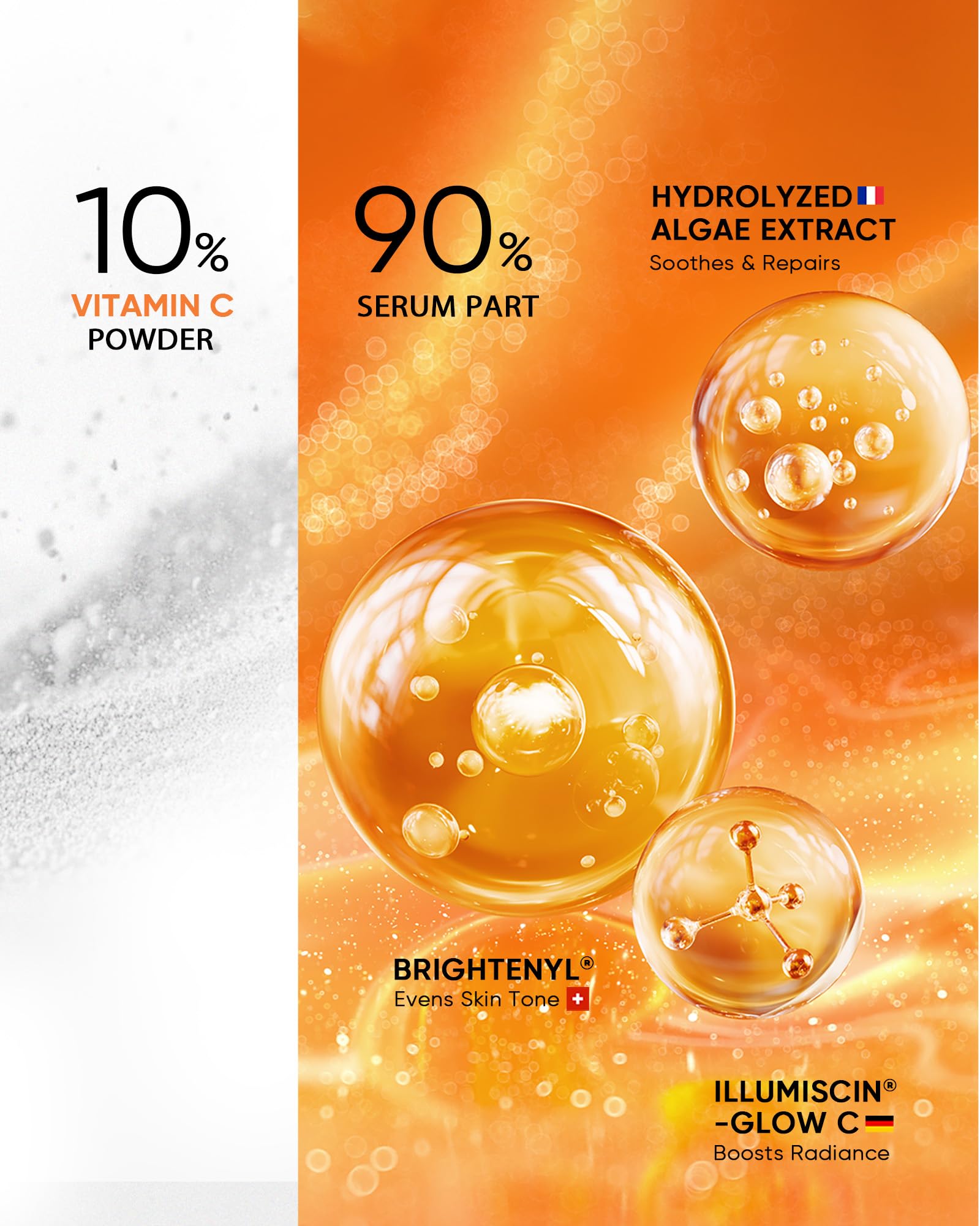 SKINTIFIC lab data visuals show 30-day stability against yellowing