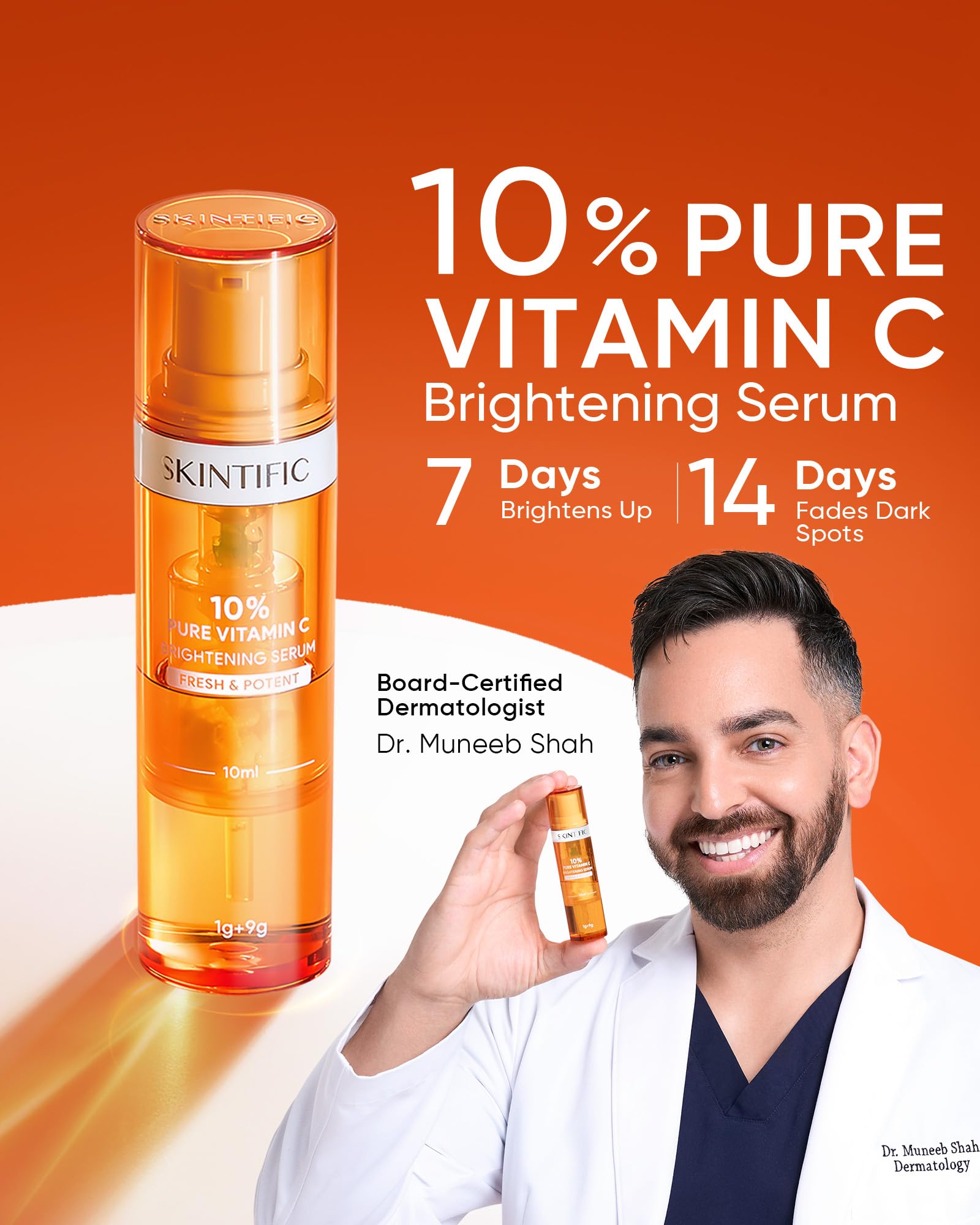 SKINTIFIC vitamin C powder separated in chambers supports nightly antioxidant protection