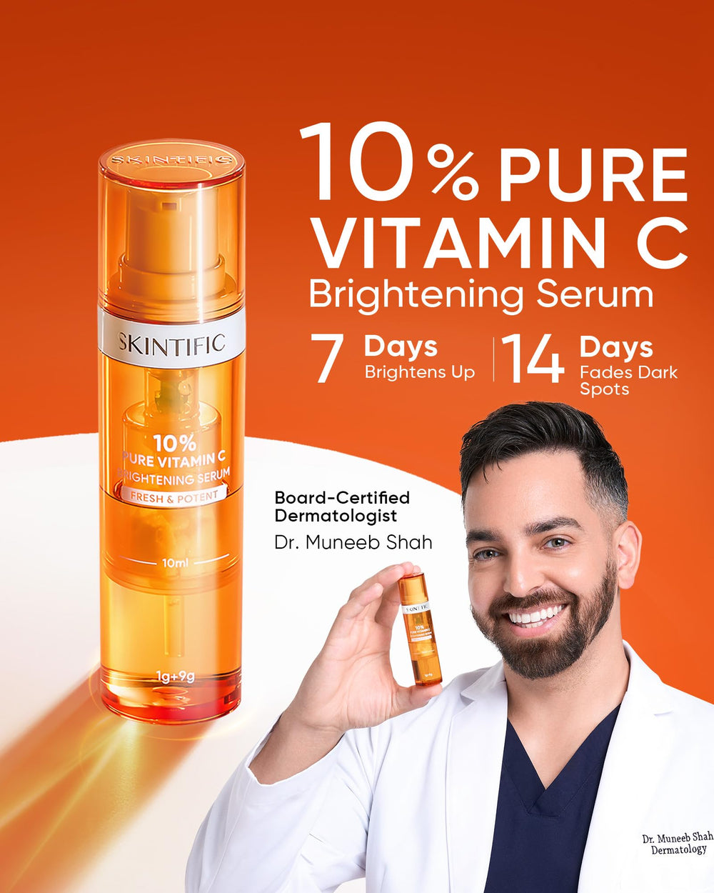 SKINTIFIC vitamin C powder separated in chambers supports nightly antioxidant protection