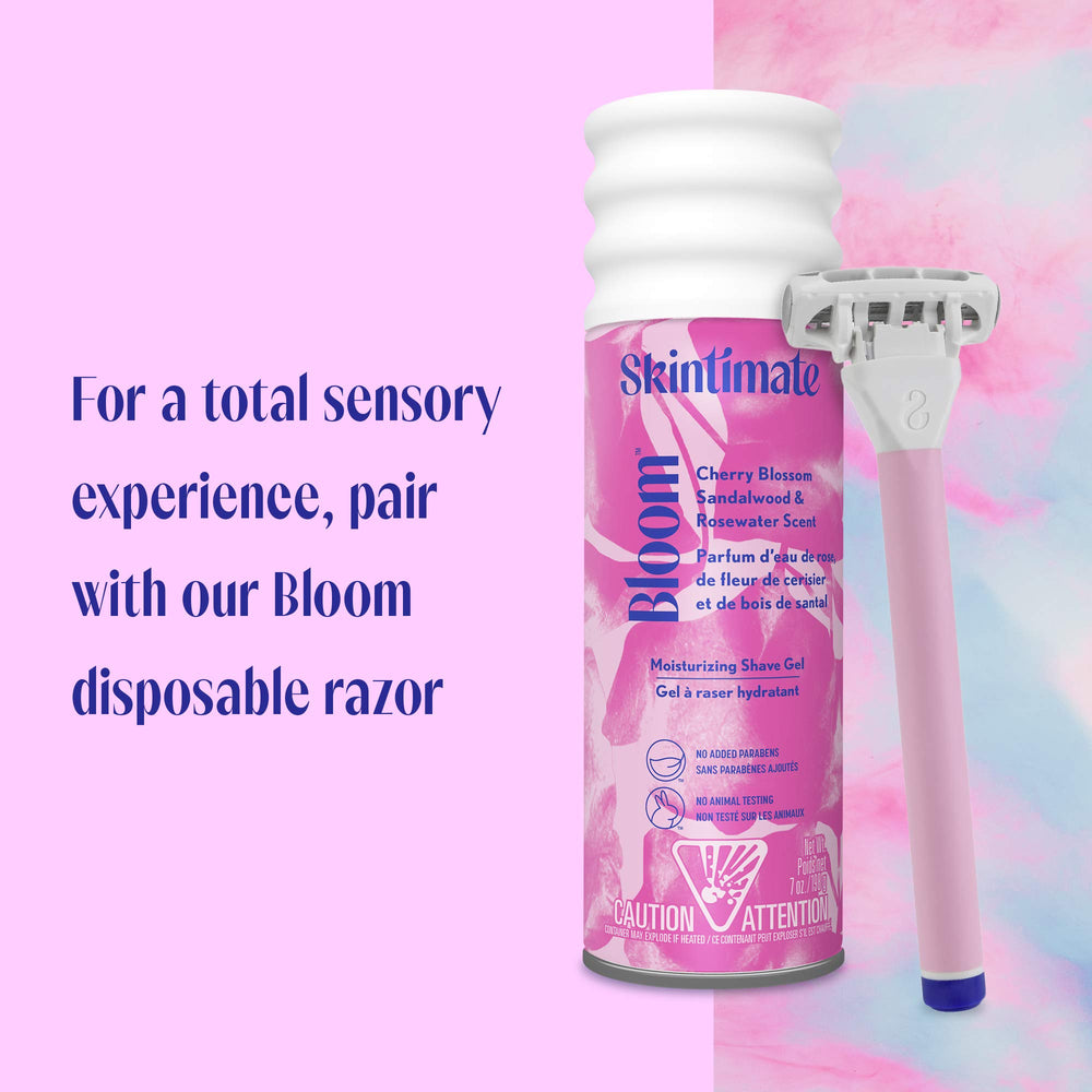 Skintimate Bloom ingredients label highlights cruelty-free and parabens-free formula