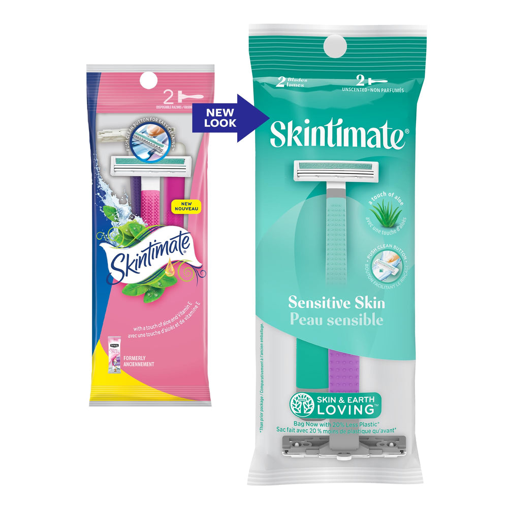 Skintimate 12ct packaging travel-friendly design suitable for on-the-go grooming.