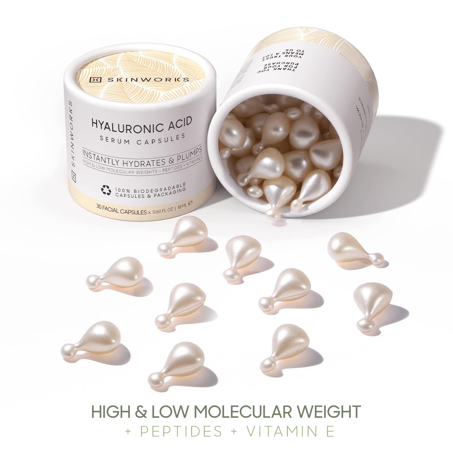 SKINWORKS Hyaluronic Acid Serum light massage demonstrates quick absorption and glow.