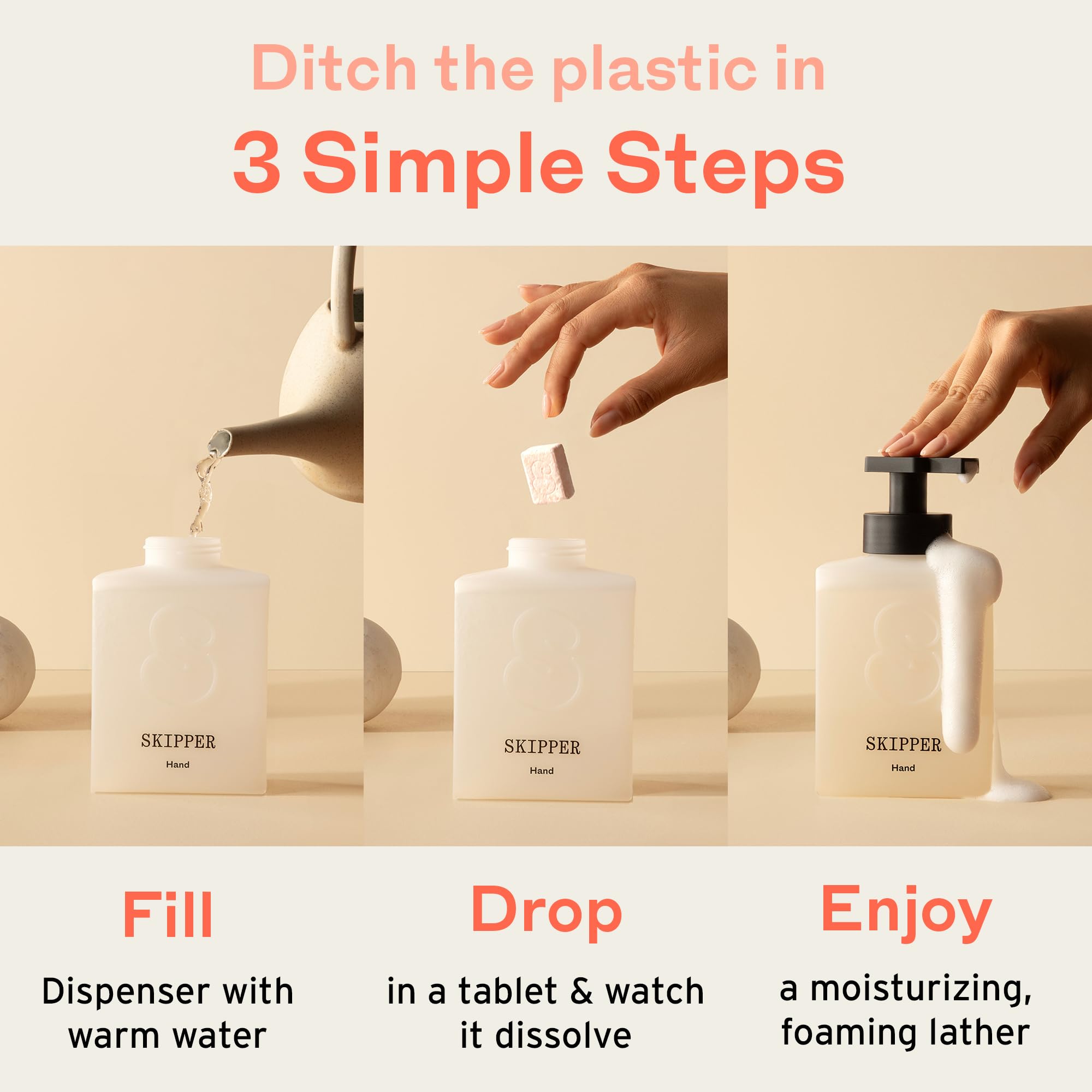 Disolución en agua para jabón espumoso Skipper, espuma rápida.