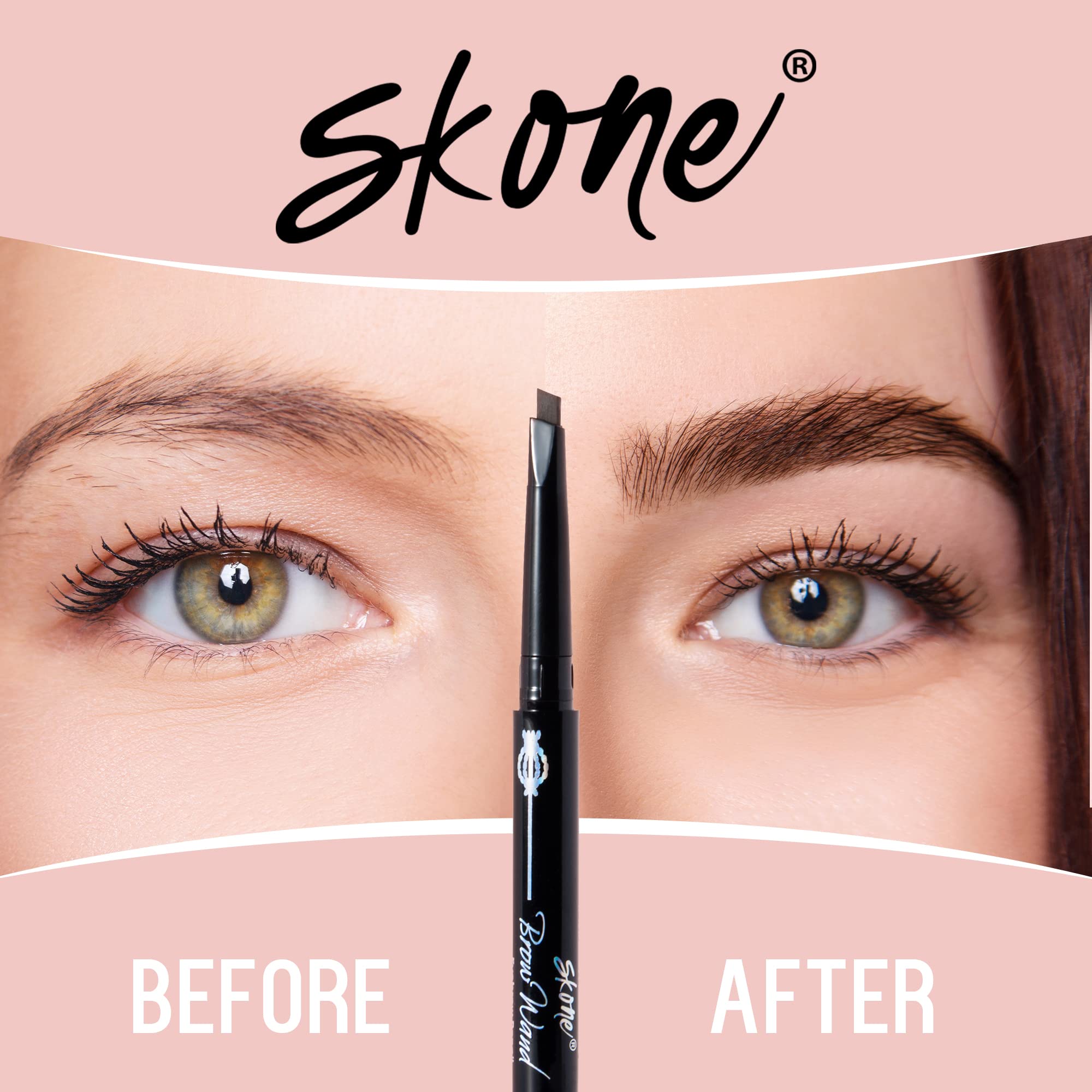 Skone Brow Wand application-strokes guide for even color.