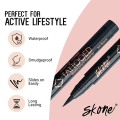 Skone eyeliner bottle close-up highlighting sleek packaging for easy on-the-go use.