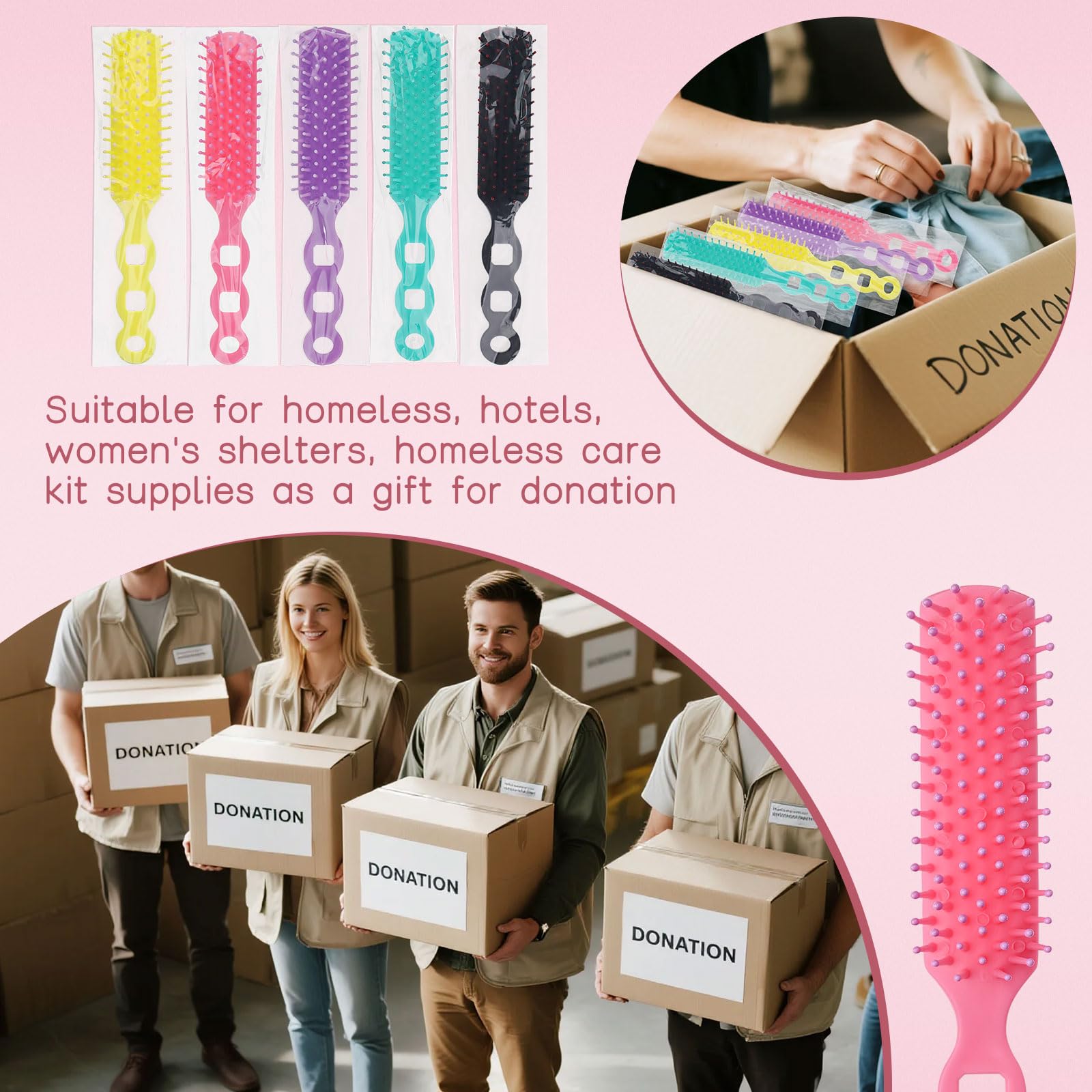 Skourvut hairbrush sturdy design supports different hairstyles across users in hotels and care facilities.