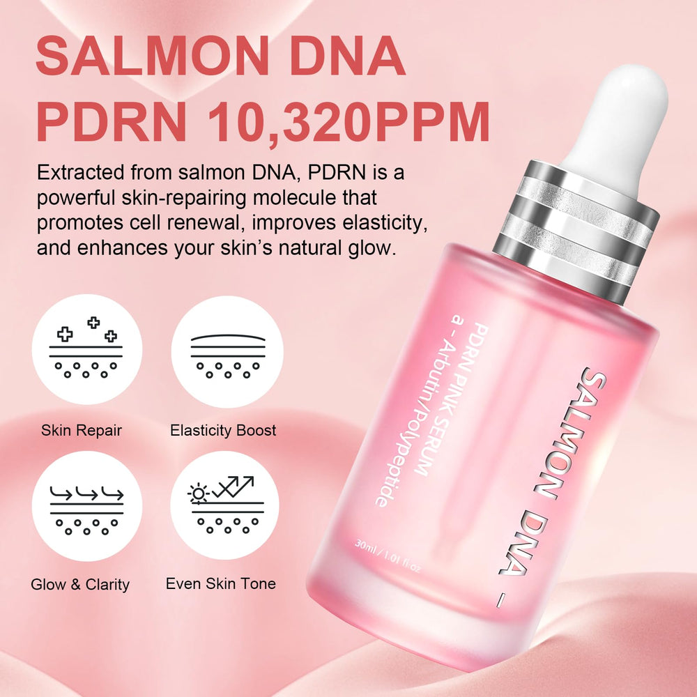 SKSOYT Pink Peptide 12 PDRN Serum drip view showing silky texture and quick absorption