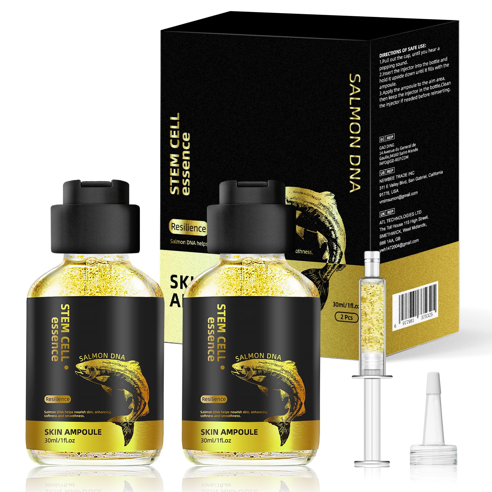 SKSOYT Serum ADN de salmón, ampolla para rostro, absorción profunda.