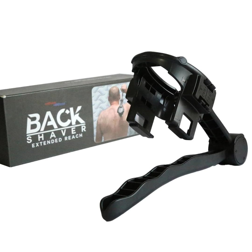 Skull Shaver Back Shaver Handle ergonomic grip improves control during shaving.