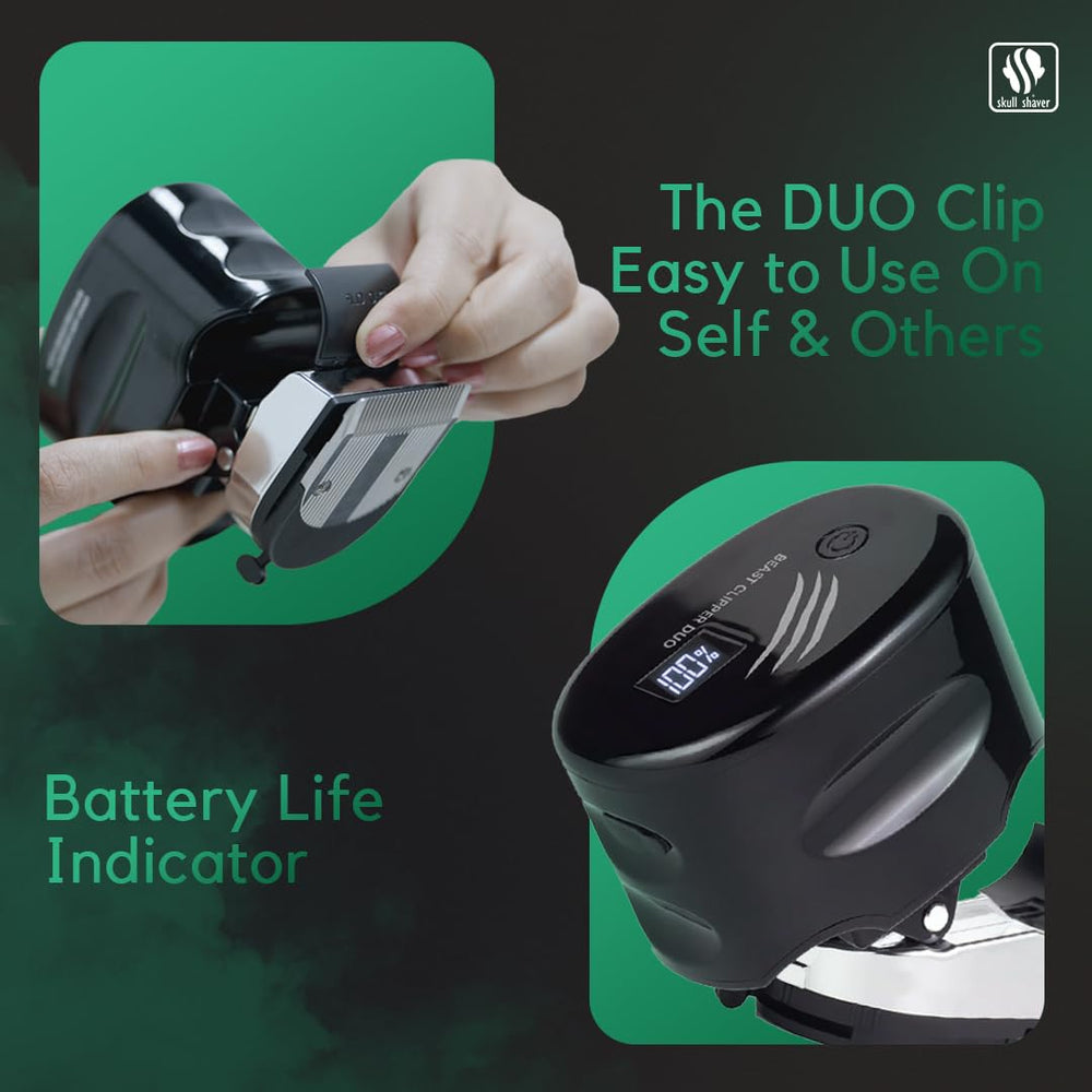 Skull Shaver Beast Clipper Duo travel-case ready for on-the-go trims.