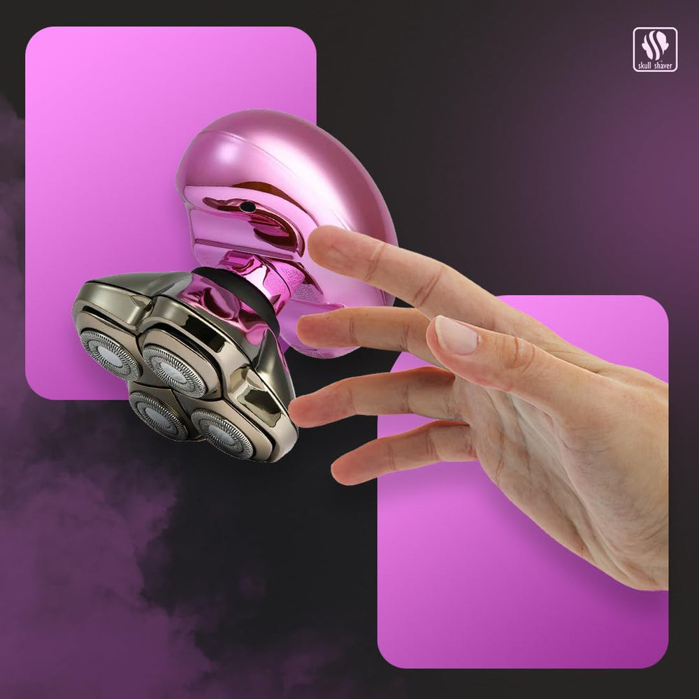 Skull Shaver Butterfly Kiss Pro cordless up to 60 minutes for on-the-go grooming.