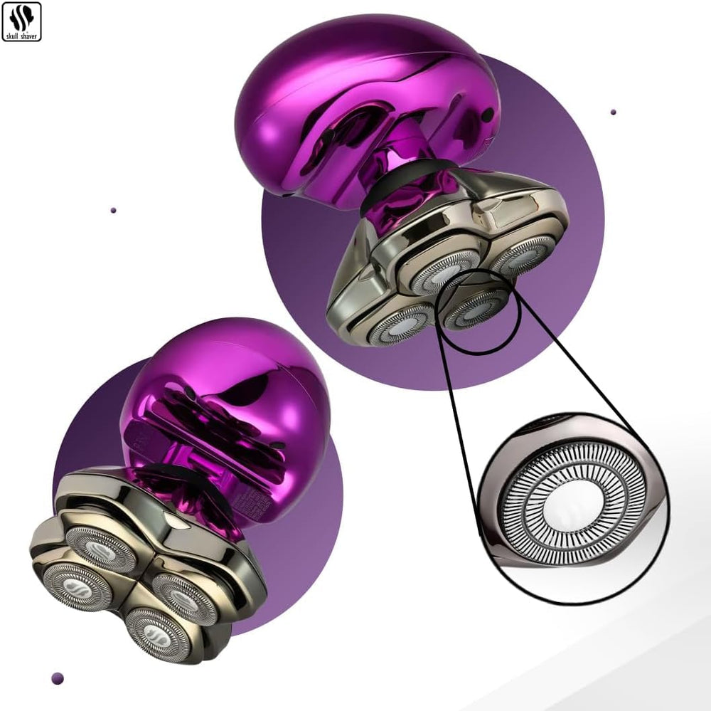 Skull Shaver Butterfly Kiss Pro hypoallergenic blades close-up for sensitive skin.