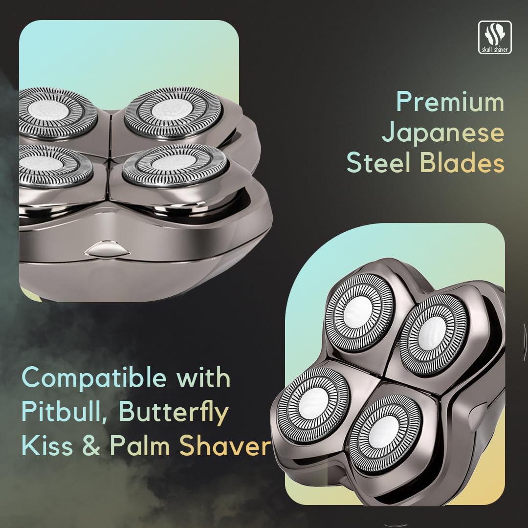 Skull Shaver Carver PRO 4 blade mess-free design reduces cleanup after shaving sessions.