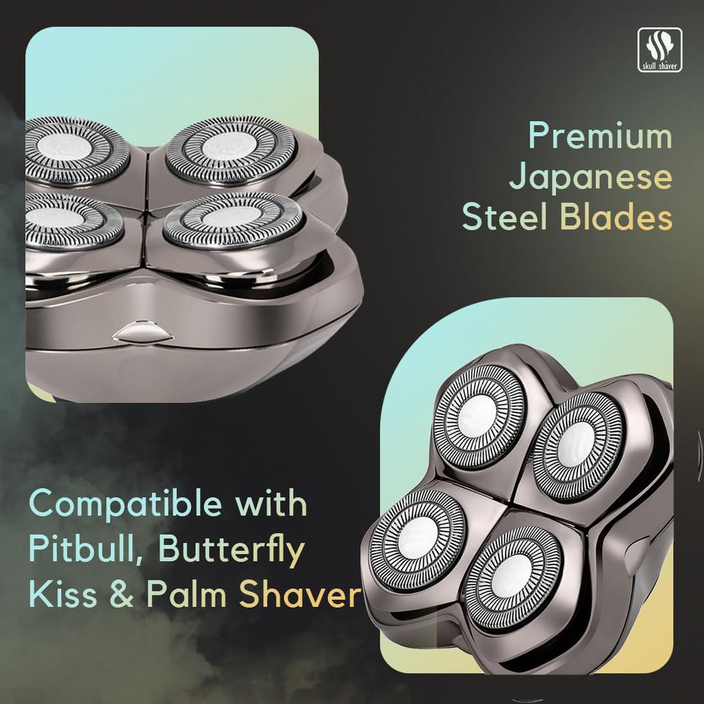 Skull Shaver Carver PRO 4 blade mess-free design reduces cleanup after shaving sessions.