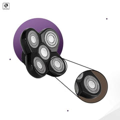 Independent spring-loaded blades reach tight areas like back of head with ease