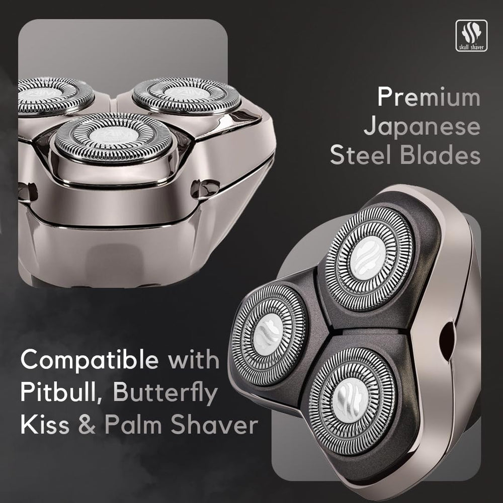 Skull Shaver Forte PRO 3-head flex heads close-up for 360-degree contouring