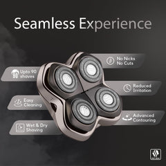 Skull Shaver Japanese stainless steel blade emphasizing sharpness and durability.