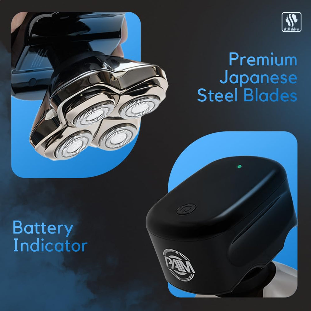 Skull Shaver Palm MX5 cordless travel-friendly design for grooming on the go.