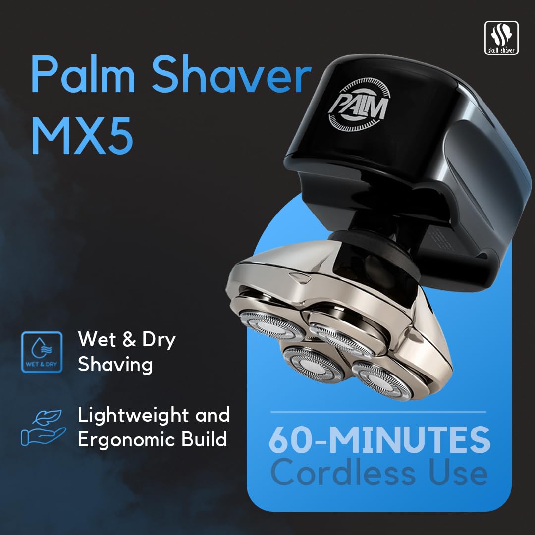 Skull Shaver Palm MX5 ergonomic grip for comfortable, precise control.
