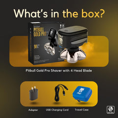 Skull Shaver Pitbull Gold Pro GX5 blades close-up emphasizes sharp Pro blades for smooth shave.