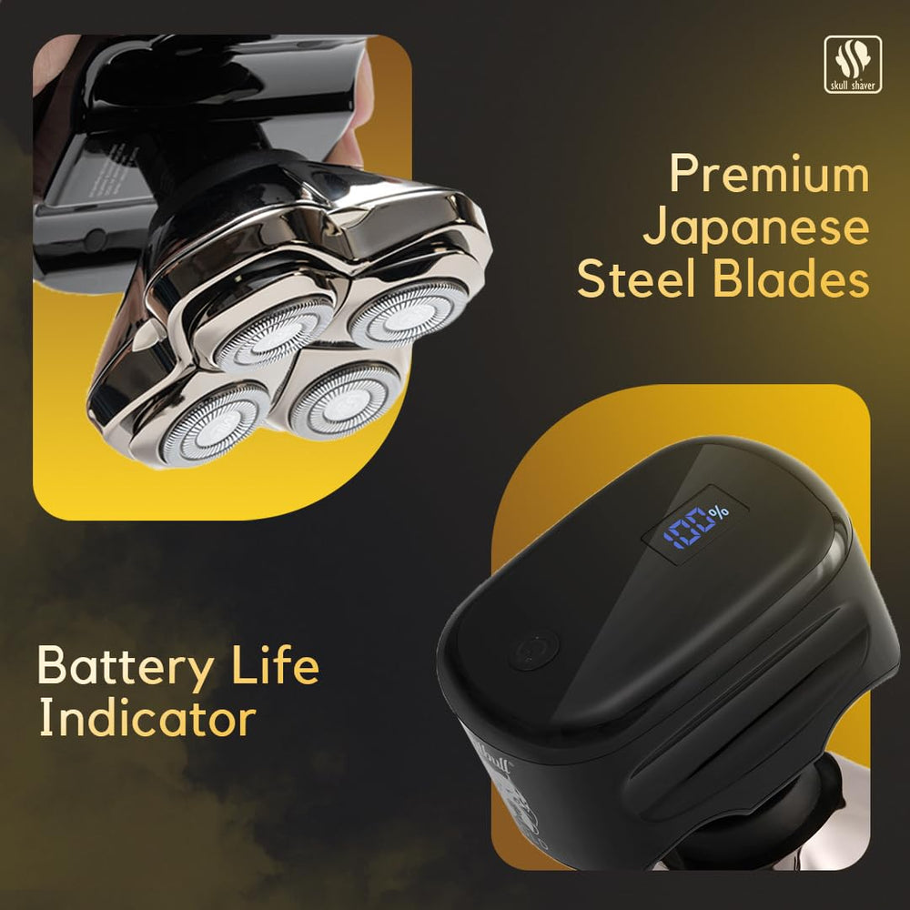 Skull Shaver Pitbull Gold Pro GX5 LED battery indicator detail signals power level.
